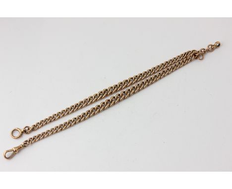 A 9ct gold curb link watch chain with bolt ring and swivel, 37.1g