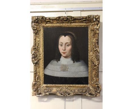 Dutch school, portrait of a young lady dressed in black with white collar, oil on board, unsigned, Christie's label verso, 49