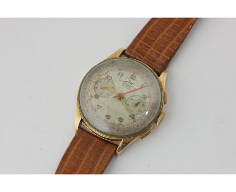 A Swiss 18ct gold Chronograph wristwatch, circa 1950