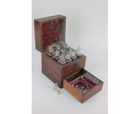 A 19th century mahogany and brass mounted travelling apothecary box with paper label inscribed Rathgates Dispensary No 3 Old 