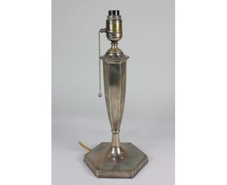 A George V silver table lamp, makers Hawksworth, Eyre &amp; Co Ltd, Sheffield 1926, presented, 39cm high