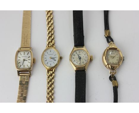 A lady's 9ct Tissot bracelet watch, and another, 37.2g gross, and two 9ct gold wristwatches