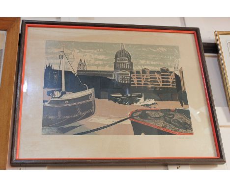 Edward Bawden CBE, RA (1903-1989), view of St Paul's Cathedral from the Thames, 'St Paul's', colour lithograph published by t