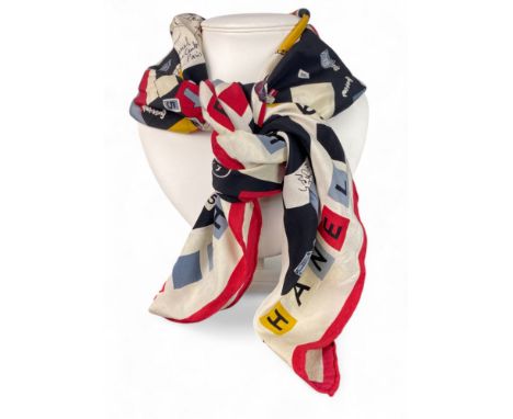 A vintage Chanel square silk scarf,&nbsp;'CC Love Letters'&nbsp;
In mulitcolour, care label removed,&nbsp;85cm x 85cm