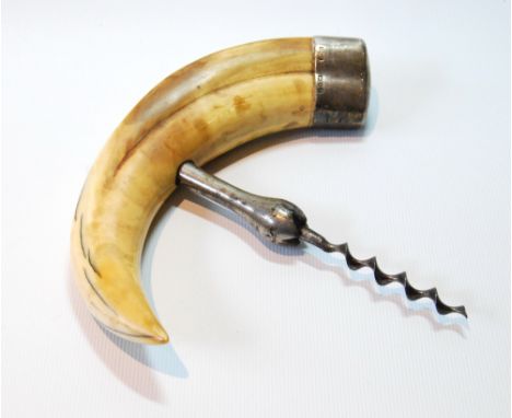 Corkscrew with silver-mounted tusk handle for Asprey, London (Chester), 1934.