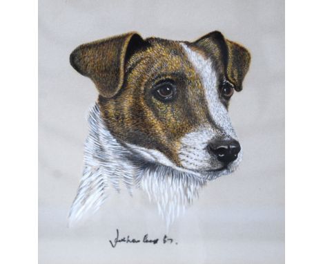 JACK HARLAND (20TH CENTURY)Portrait of a Jack RussellSigned lower right, watercolour, 15cm x 14cm.