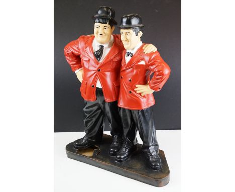Fibreglass figural model of Laurel &amp; Hardy, stands approx 53cm tall 