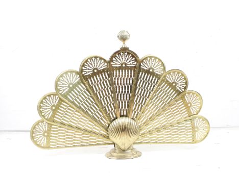 Brass Peacock style ' Fan ' Folding Firescreen, 64cm high 