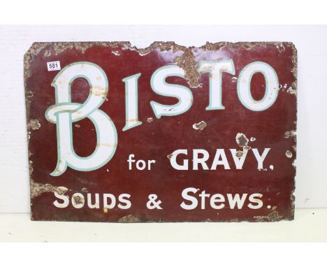 Early 20th century Enamel Advertising Sign ' Bisto for Gravy, Soups &amp; Stews ' 82cm x 55cm 