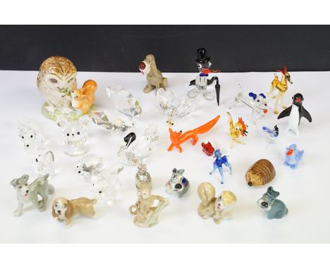 Collection of glass &amp; ceramic animal figures to include Swarovski Crystal (Fox, Squirrel, Butterfly, Cat,...), Beswick Be