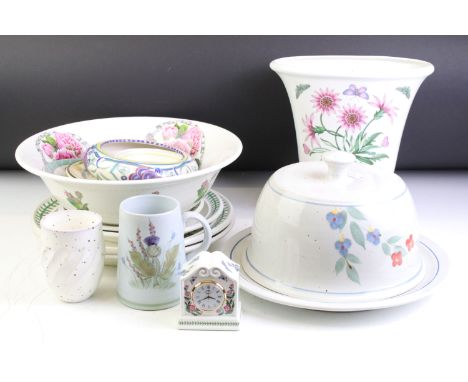 Mixed ceramics to include Portmeirion Botanic Garden (4 plates and a vase), Portmeirion Rose wash bowl (28.5cm diameter), Por