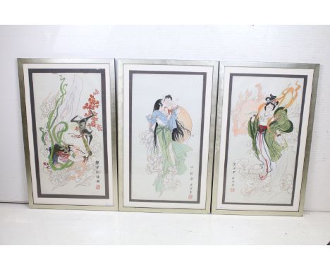 Chinese School, three paintings depicting Chinese figures, comprising: Shao Si Ming, watercolour, six character signature and