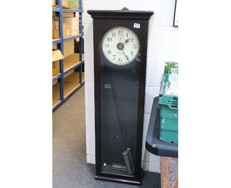 Early 20th century National Electric Wooden Cased Wall Clock, the white enamel dial with Arabic numerals and seconds dial, ma