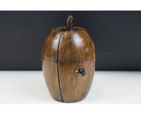 Fruitwood Melon shaped Tea Caddy in the Georgian style 