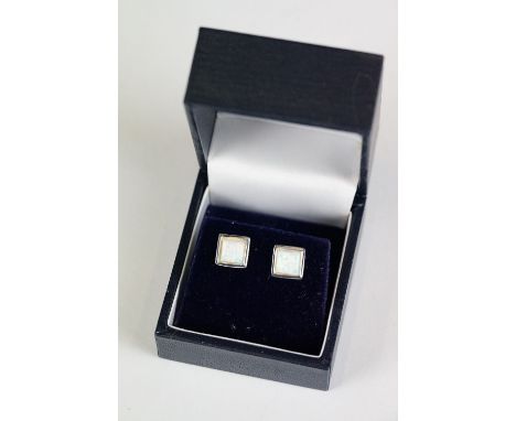 Pair of Silver and Opal Stud Earrings 