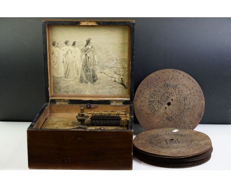 5 air musical box by Ducommun Girod, serial number 36070 playing in mandolin format. Approx 190 teeth over two combs 