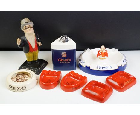 Advertising - A group of eight drinks advertising collectables to include a Youngers Tartan Keg composition figure (22.5cm hi