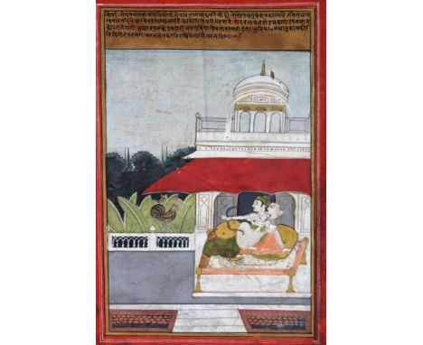 A Scene From a Ragamala Series, Jaipur, Rajasthan, India, late 18th century, gouache with gold on paper, laid on card, depict