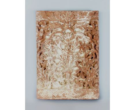 A Mughal Pink Sandstone Architectural Panel, Northern India, 17th/18th century, of rectangular form, carved in relief with a 