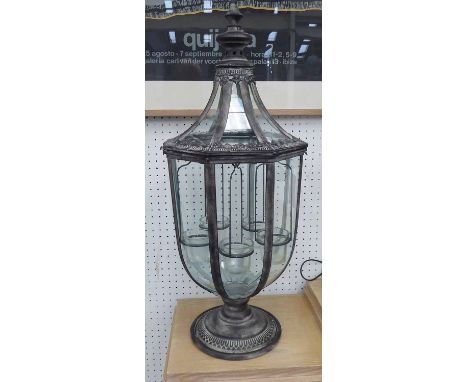 VINTAGE INSPIRED CANDLE LANTERNS, a pair, with five hangers in a metal frame, 74cm H. (2)