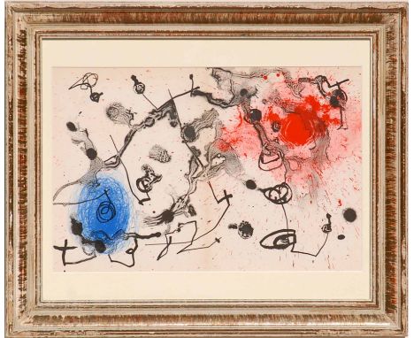 JOAN MIRO 'Abstract', 1961, original lithograph, edition: 1200, printed by Maeght, 32cm x 48cm, framed and glazed.