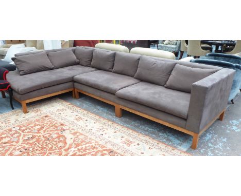 DE LA ESPADA AUTOBAN WEEKEND CORNER SOFA, in brown alacantra, on a wooden frame with twelve cushins, 313cm x 183cm, original 