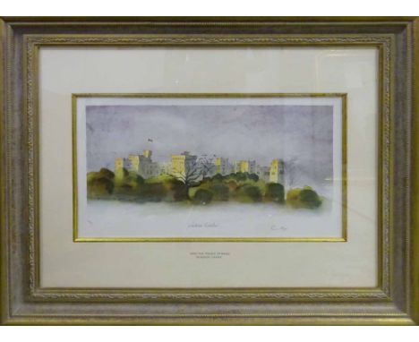 HRH THE PRINCE OF WALES 'Windsor Castle', lithograph, signed in pencil, 35cm x 55cm, framed and glazed.(Subject to ARR - plea