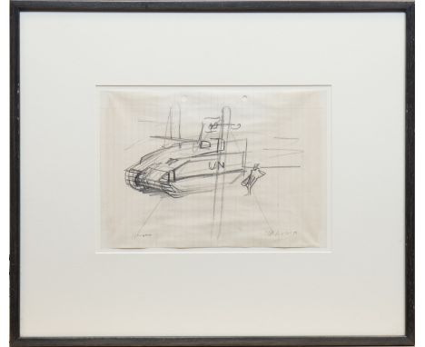 * PETER HOWSON OBE,TRAVNIK 1994pencil on paper, signed and titled21cm x 29.5cmMounted, framed and under glass.