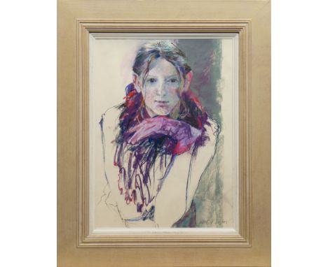 * JEAN B MARTIN RSW,PORTRAIT OF A YOUNG GIRLpastel on paper, signed45cm x 32cmFramed and under glass.