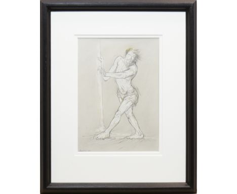 * PETER HOWSON OBE,THE TRIALpencil heightened with white on paper, signed and dated 201136cm x 25cmMounted, framed and under 