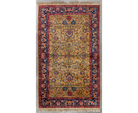 An Oriental hand-made carpet decorated with animals, Kashan.&nbsp;Dimensions:(D:253 x W:153 cm)