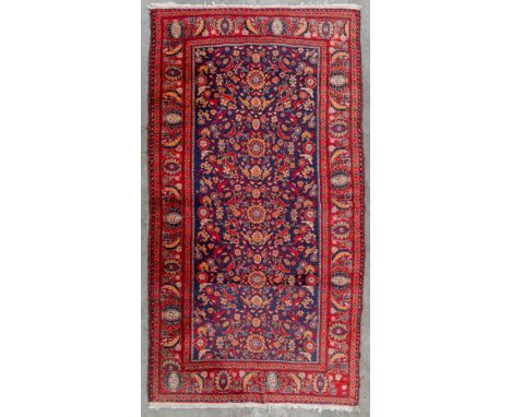 An Oriental hand-made carpet, Kashan.Dimensions:(D:186 x W:100 cm)