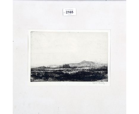 Alfred Bentley (1879 - 1923), pair of etchings, landscapes, both signed in pencil, image 15cm x 23cm, framedSlight paper disc