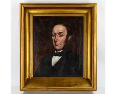 A 19th century oil on canvas, portrait of a gentleman, unsigned, 52cm x 43cm, framedGood condition 