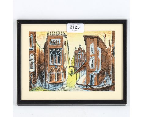 Edward Bawden (1903-1989), original colour lithograph on paper, Venice, from Travellers? Verse, printed at the Curwen Press 1