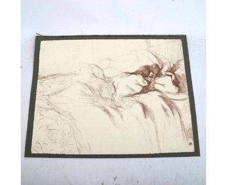 Toulouse Lautrec, lithograph, sleeping woman, on Deckle edged paper, studio stamp, edition of 1250, sheet size 51cm x 40cm, u