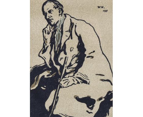 William Nicholson, wood engraving, portrait of James Pryde, published Studio Magazine 1899, image 20cm x 15cm, framedGood con