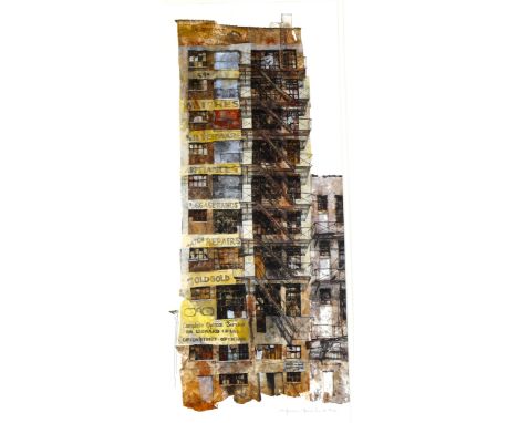 Mat Barber Kennedy, colour print, American city scene, signed in pencil, artist's proof, image 23" x 10", framed Perfect cond