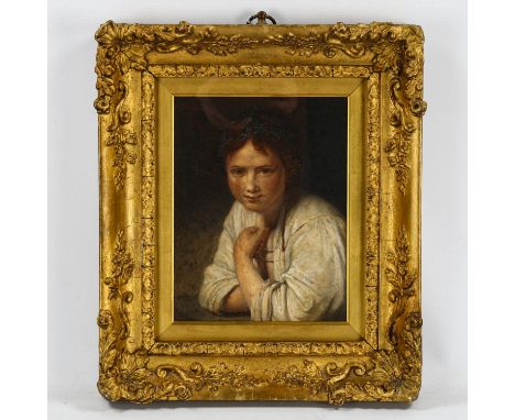 19th century watercolour, portrait of a girl, unsigned, 22cm x 16cm, framedSome light foxing on the arms and the clothes, a f