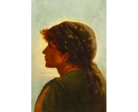 Mrs J M Jopling (nee Louis Goode) (1843 - 1933), oil on canvas, Classical style portrait of a girl, signed and dated 1900, 35