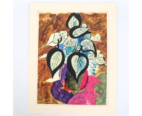 Georges Braque (1882-1963), colour lithograph on Arches paper, Fleurs (from Carnets Intimes), 34cm x 25 cm. Lithography by Mo