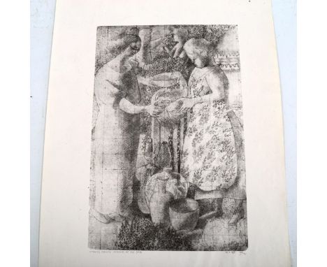 Stanley Spencer, lithograph, disciples at the gate, published 1976 with studio stamp from an edition of 75, image 40cm x 27cm