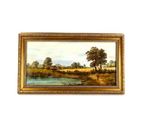 Goodwin, pair of 19th century oils on canvas, rural landscapes, 30cm x 60cm, framed1 has 2 patch repairs on the canvas, very 