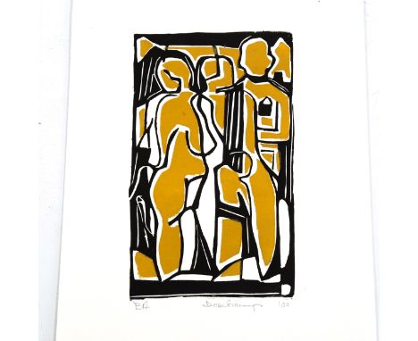 Deschamps, colour block print, abstract, signed in pencil, artist's proof, image 19cm x 12cm, unframedGood condition 