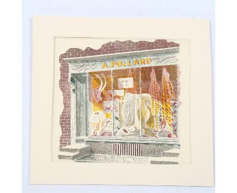Eric Ravilious (1903-1942), lithograph in colours on paper, The Furrier, 14.5cm x 14cm, mounted. From Signature 5, its first 