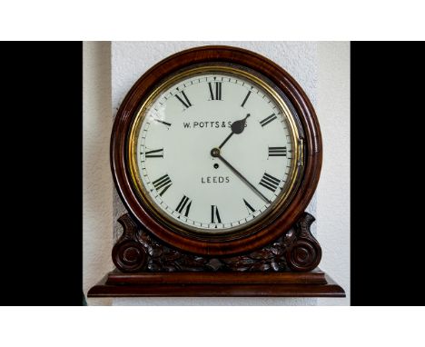 Victorian Period Superb Quality Large Carved and Impressive Mahogany Cased Wall Clock features an 8 day single fusee movement