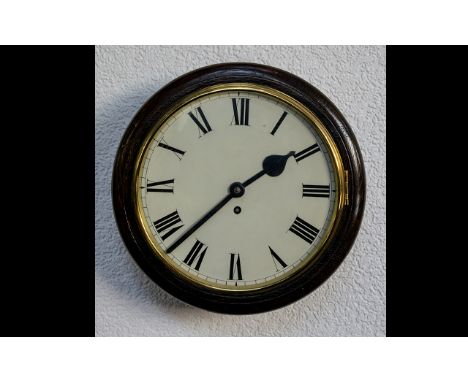 Antique Period Single Fusee Mahogany Cased School Drop Dial Wall Clock features mahogany outer bezel, traditional pegged case