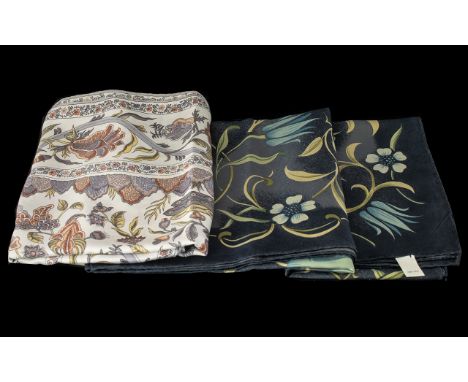 Two Large Vintage Liberty Scarves both hand rolled.  One Italian silk twill with floral pattern, and one silk twill 'Tree of 