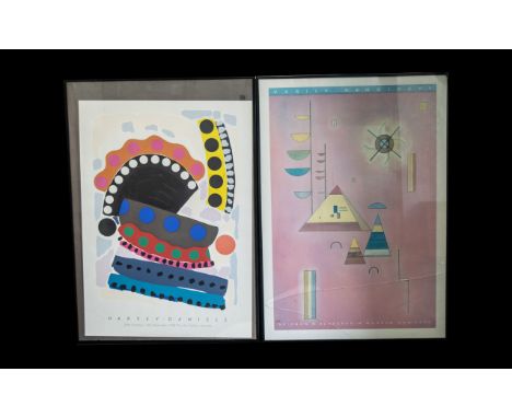 Two Large Art Prints.  Vasily Kandinsky art print from the Solomon R Guggenheim Museum of New York, with a pink ground, frame
