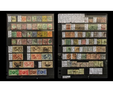 Stamp Interest - GB Queen Vic to 1935 collection from 1855 4d medium garter, 4d sage green pair, 3d + 6d ov/print pair, SG163